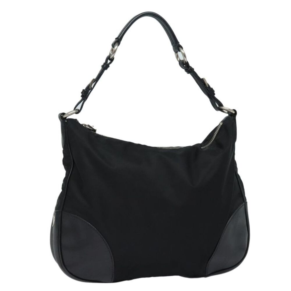 Prada Zip Hobo Tessuto With Leather Black Nylon Shoulder Bag Bag